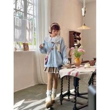 日系提花猫咪学院风针织衫毛衣外套甜美宽松开衫多巴胺小个子上衣