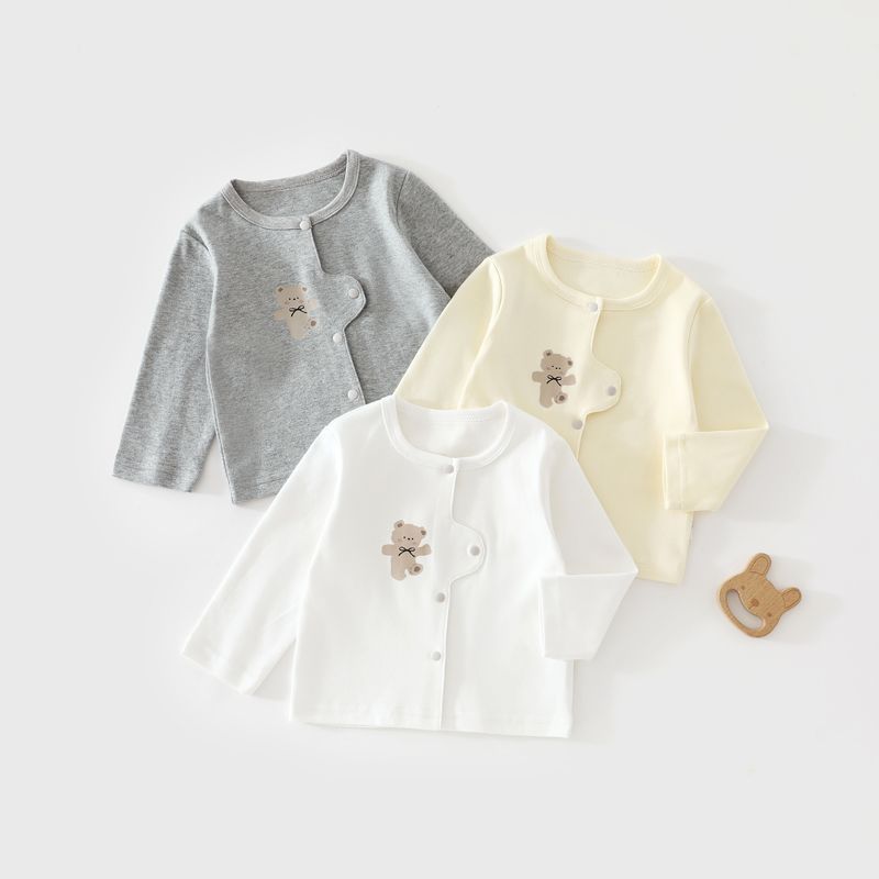 Baby cotton cardigan, spring and autumn, long-sleeved outerwear for boys and girls, stylish T-shirt, base layer, outing top