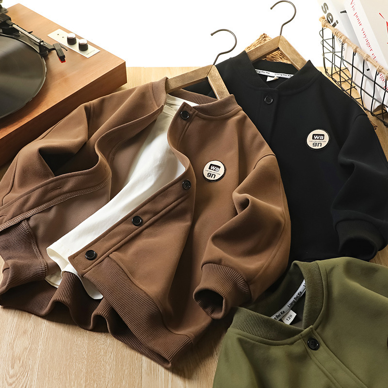 Boys' Jacket 2025 Foreign Trade Retro American Style Top Autumn and Winter Comfortable Boys' Baseball Collar Casual Jacket Trendy