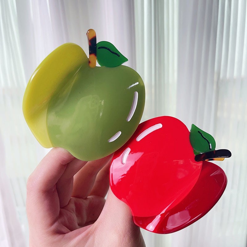 Yhj Hair Accessories New Fruit Peach Claw Clip Acetate Apple Hairpin High-End Hair Bun Shark Clip Hair Claw Hair Accessory
