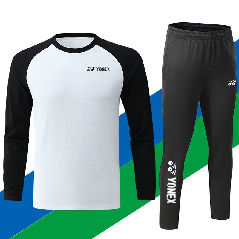 Yy New Badminton Clothing Long-Sleeved T-Shirt Men's and Women's Sports Sweatshirt Autumn and Winter Breathable Warm Casual Training Clothing
