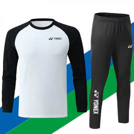 YY新款羽毛球服长袖T恤男女款运动卫衣秋冬款透气保暖休闲训练服