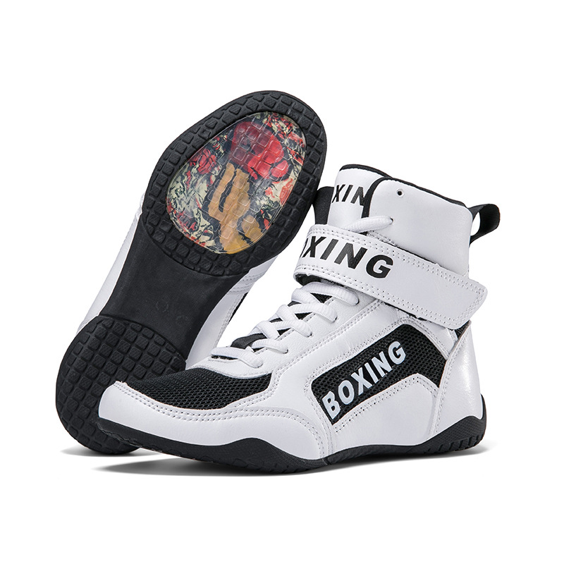 Cross-Border 2025 New Men's and Women's Mid-Top Breathable Non-Slip Boxing Shoes Sanda Training Lightweight Wrestling Shoes Factory Direct Sales