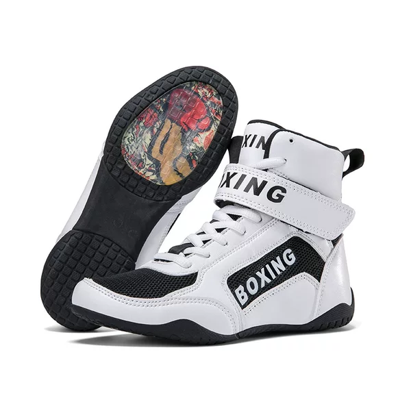 Cross-Border 2025 New Men's and Women's Mid-Top Breathable Non-Slip Boxing Shoes Sanda Training Lightweight Wrestling Shoes Factory Direct Sales