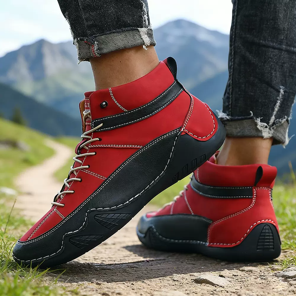 秋冬新款跨境大码男士高帮马丁靴手工缝线短靴男休闲爆款保暖皮靴
