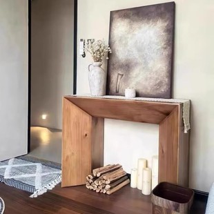 Vintage Solid Wood Entrance Table Folk Hostel Silent Style Entrance Cabinet Pine Wooden Wall Table Living Room Log Fireplace Decorative Cabinet