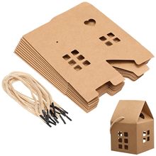 纯色牛皮纸手提小房子造型礼物盒现货白色镂空简约diy手 提礼品盒