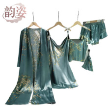 跨境真丝大码内衣家居服情趣睡袍性感睡衣套装女秋冬季定制批发