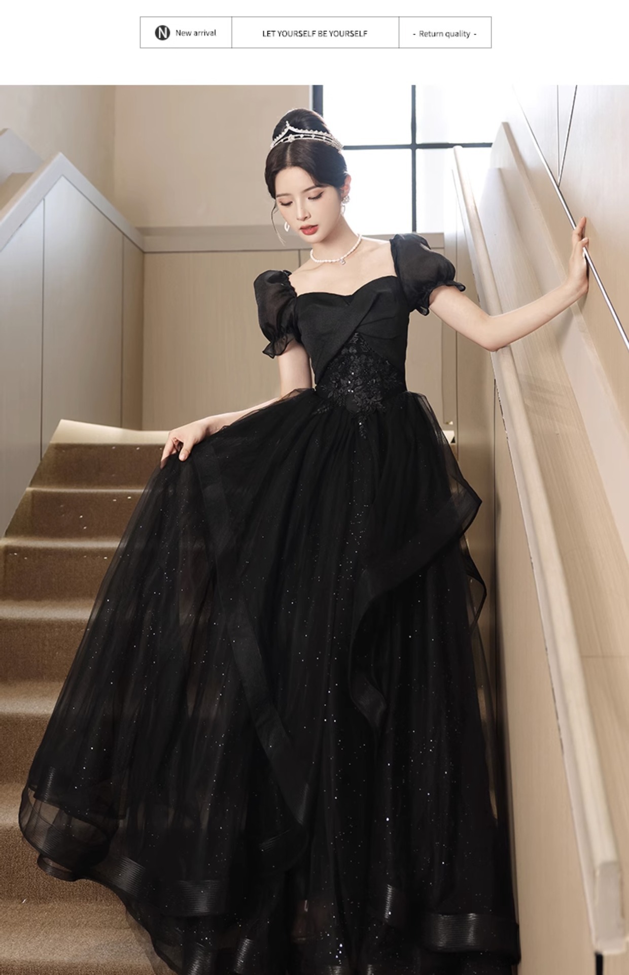 Đầm dạ hội đen ôm body dáng dài, phong cách Pháp sang trọng — Màu đen, Màu đỏ rượu chi tiết 15