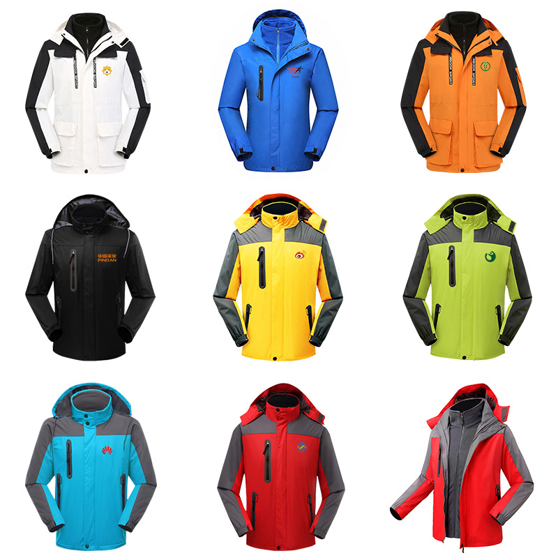 3 - en - 1 traje de asalto logotipo personalizado exterior dos piezas conjunto de abrigo de pluma desmontable traje de trabajo traje de asalto personalizado