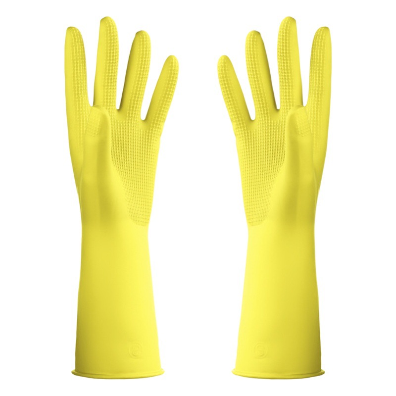 Beef tendon dishwashing gloves rubber latex gloves work laundry waterproof rubber leather household kitchen labor protection yellow gloves