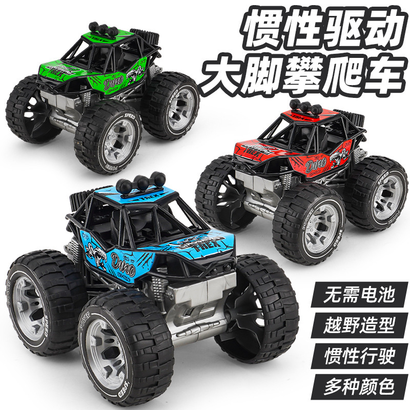 Cross-border simulation inertia climbing big foot off-road vehicle big wheel cool mountain bike model children's stall toys wholesale