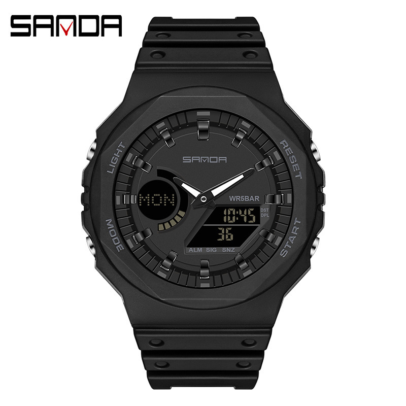 SANDA 6016 deportes reloj electrónico sincronización octogonal placa luminosa alarma cinta juvenil reloj