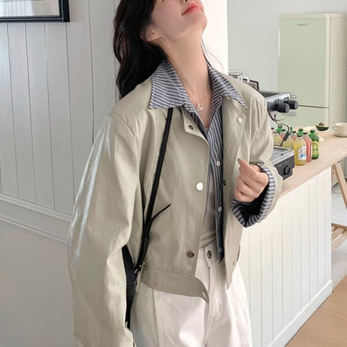 Women's 2025 Spring Collarless Blazer with Patchwork Design, Fashionable and Unique Top