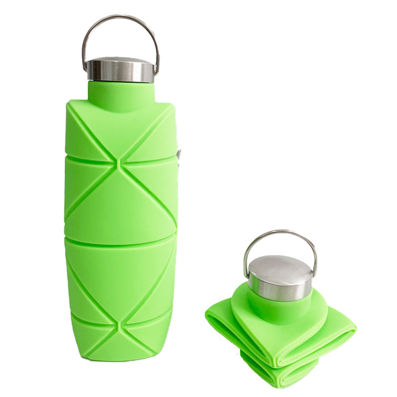 Silicona plegable Copa retráctil Copa compresión deportes viaje portátil botella de agua con mango taza de agua al aire libre Nuevo