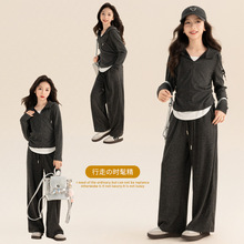 春季中大女童套装秋装新款童装儿童女孩两件套运动风舒适慵懒休闲