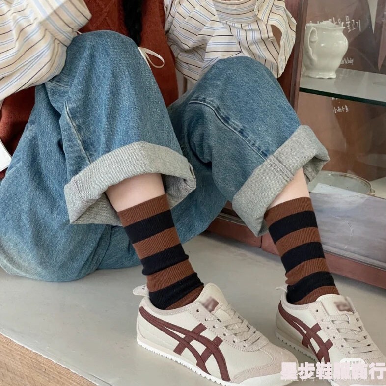 頭層真皮鬼塚虎レイシ紋男女カジュアル靴レトロクラシックカップル低組板靴1183B391|undefined