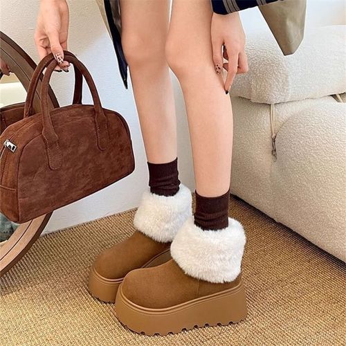 Stylish Snow Cotton Boots for Petite Feet, Height Increasing Short Boots, Slipper Thick Sole Snow Boots, Winter Fleece Lined