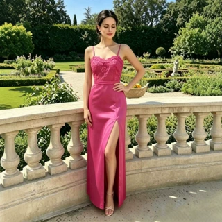 欧美跨境优雅性感吊带连衣裙女装修身长裙晚礼服