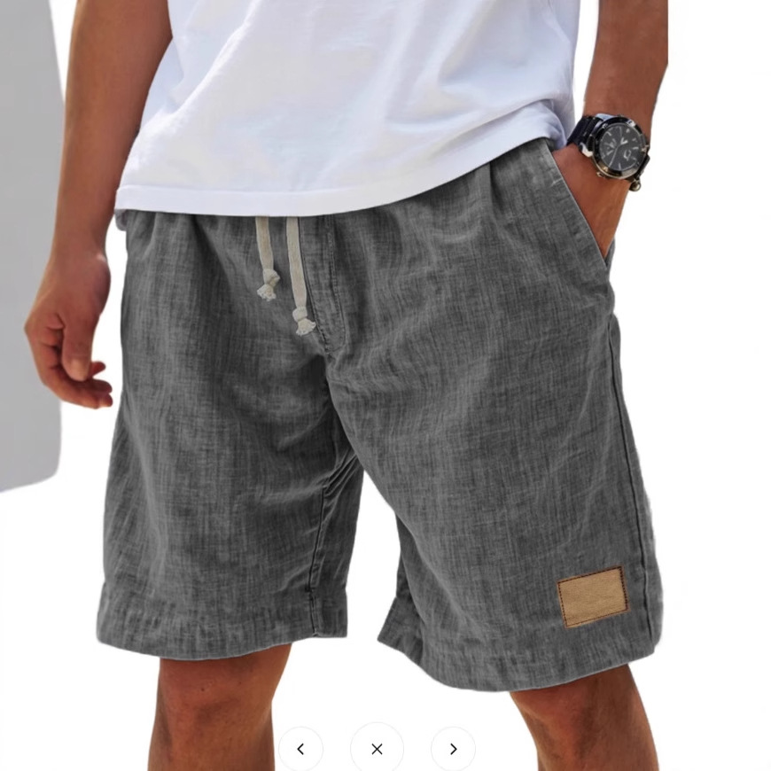 Herrenbekleidung: Atmungsaktive Leinen-Retro-Shorts für Herren, lockere Passform, lässige Urlaubsmode, geeignet für formelle und legere Anlässe._voghion.com