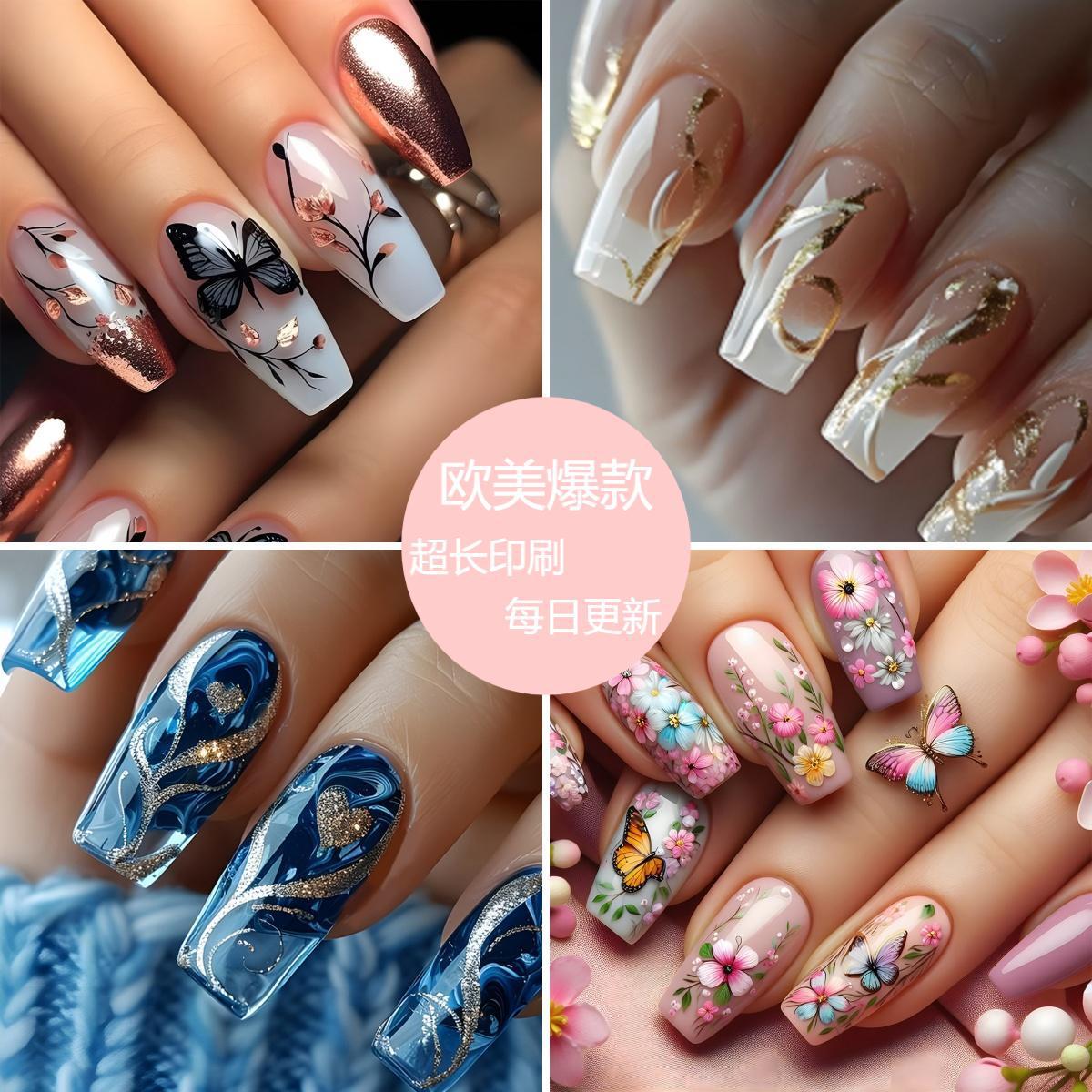 Estilo caliente europeo y americano, uñas largas, uñas postizas de sentido de alta calidad, uñas de ballet trapezoidal largas, piezas de uñas al por mayor