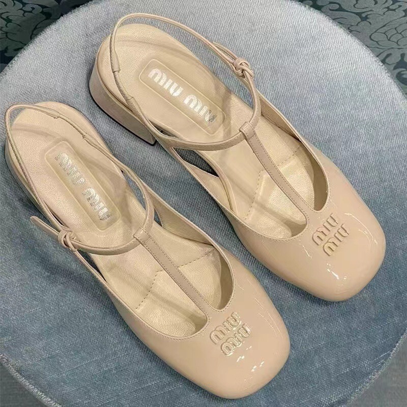Miumiu French-Style Round-Toe Backless Shallow-Mouth Single Shoes for Women, New Summer 2026 Commuter Chunky High-Heeled Mary Jane Shoes Miumiu French-Style Round-Toe Backless Shallow-Mouth Single Shoes for Women, New Summer 2026 Commuter Chunky High-Heeled Mary Jane Shoes