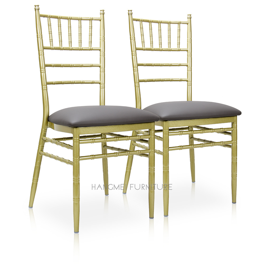 【JH-W151】固定软包金属竹节椅餐椅 2024年时尚户外婚礼宴会椅
