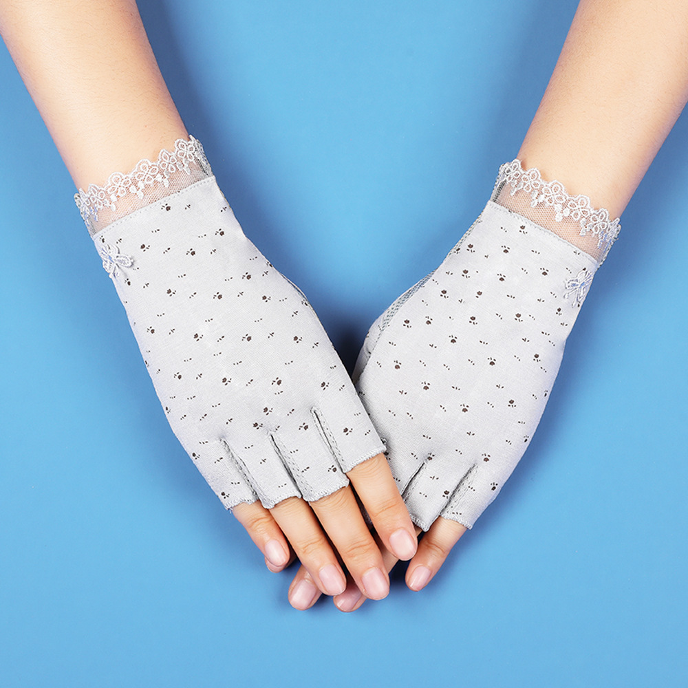 Guantes de protección solar con los dedos descubiertos, mujeres delgadas, conducción de verano, ciclismo, antideslizante, antiultravioleta, recolección de té, manicura, guantes de medio dedo