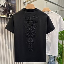 2024春夏新款网红同款圆领t恤男女情侣款短袖时尚洋气百搭上衣潮