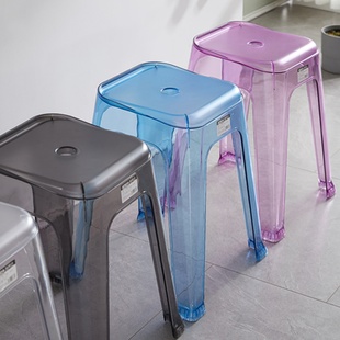 Transparent Stool Thickened Square Stool Waiting Chair Home Living Room High Stool Creative Plastic Stool Acrylic Round Stool Cloud