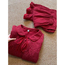 法式碎花睡衣女春秋季长袖套装高级感云朵棉纱布家居服大码可外穿