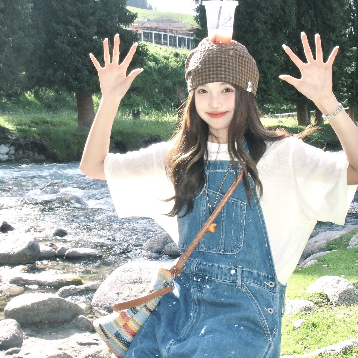 Vintage-Karomütze für Damen, dünn, für den Sommer, für großen Kopfumfang, elegant, vielseitig und lässig._voghion.com