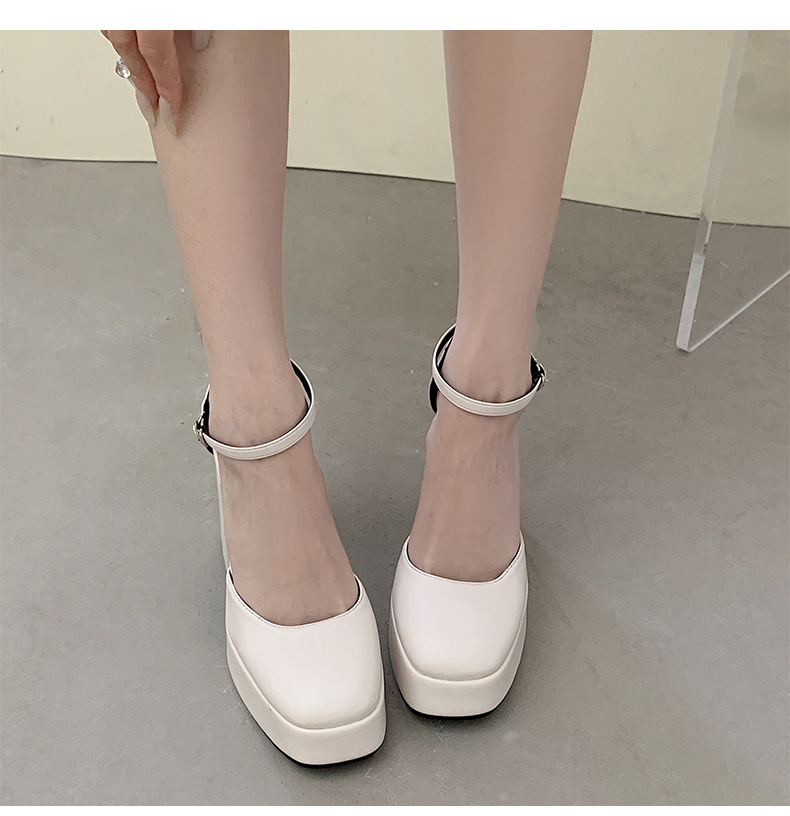 White French style high-heeled shoes for women spring 2023, new shallow cut square toe fashionable and high-end sandals_voghion.com