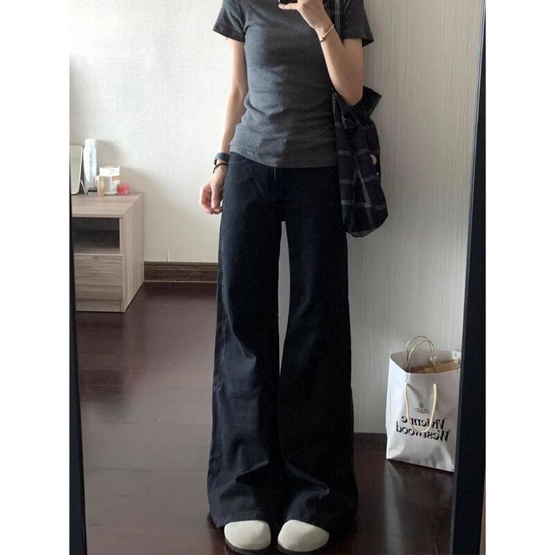 Black non-tight-fitting flared jeans for women, new spring and autumn low-waist slim-fit stretchy versatile floor-length bell-bottom pants Black non-tight-fitting flared jeans for women, new spring and autumn low-waist slim-fit stretchy versatile floor-length bell-bottom pants