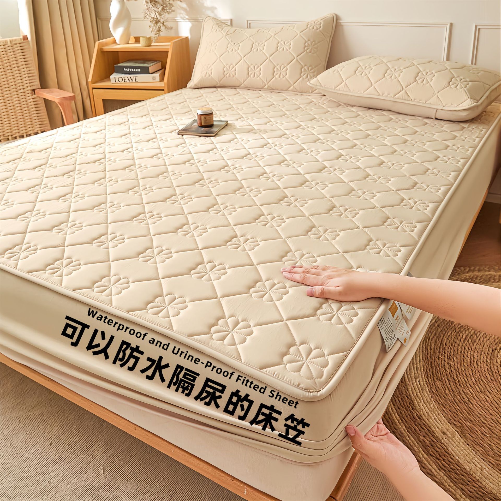 Madre e infante clase A cama antibacteriana Kasa verdadera algodón impermeable cubierta de cama diafragma cubierta de colchón cubierta de cama de algodón intercalada cubierta de cama de una sola pieza