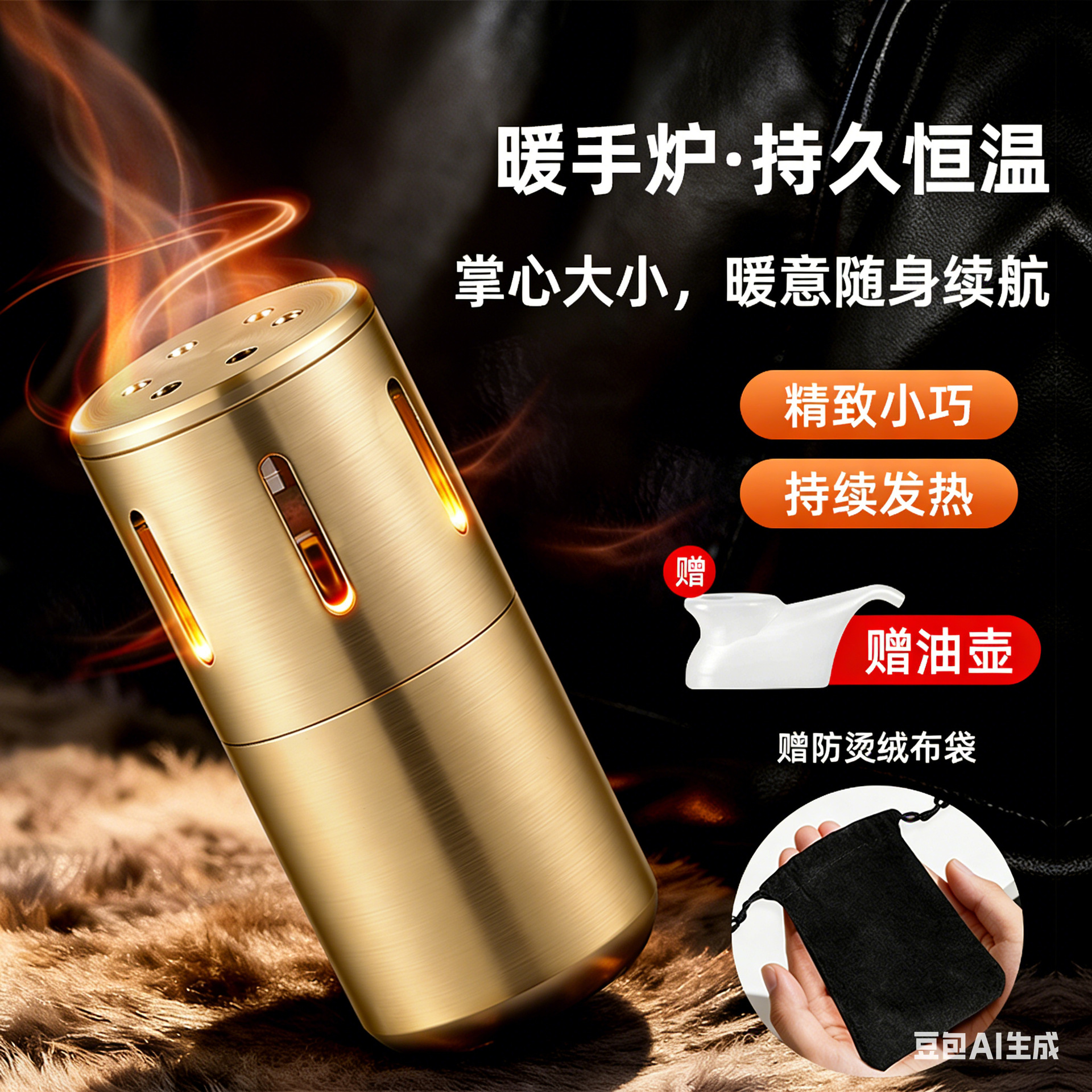 Hand Warmer Made of Aluminum Alloy with Cnc Craftsmanship, Exquisite and Compact, Portable Pocket Heater with Continuous Heating, Portable Capsule Hand Warmer