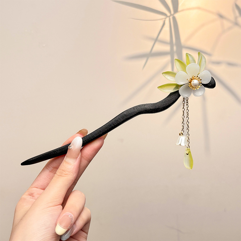 Retro simple nicho de alta estética oriental diseño de cabello de flores de frascos de estilo antiguo cabello