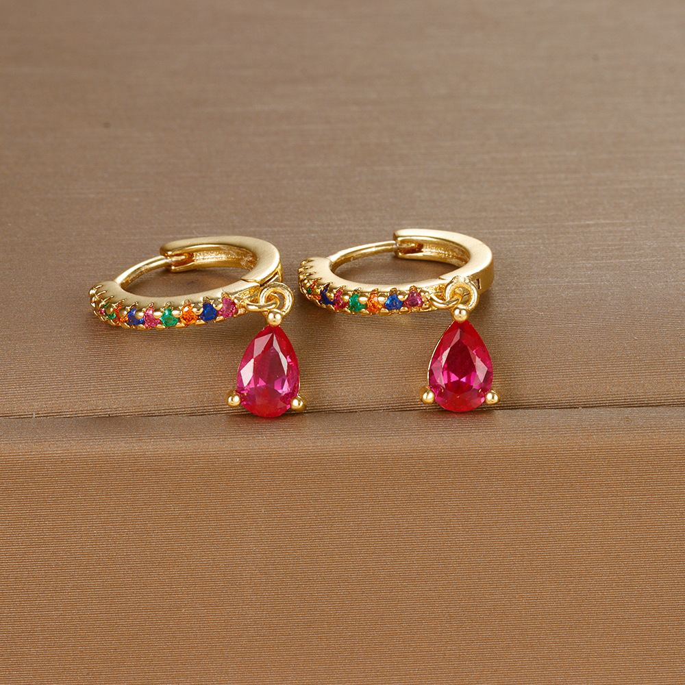 8g Weight 925 Sterling Silver Ear Needle Material Zircon Inlay Material Drop Earrings Classification 1 Pair Quantity Daily, Street Occasion Copper Material Water Droplets Pattern Women's Gender Plating, Inlay Design IG Style, Shiny Style 1 Pair IG Style Shiny Water Droplets Plating Inlay Copper Zircon Drop Earrings 12