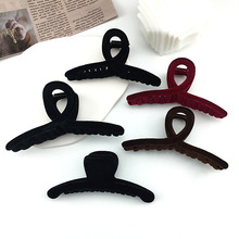 韩国ins百搭复古丝绒抓夹女生高级感高颅顶交叉鲨鱼夹后脑勺发抓