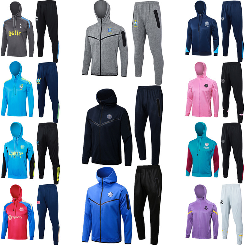 Autumn and Winter Paris Miami Real Madrid Inter Barcelona Hooded Jacket Long-sleeved appearance suit Football training suit Jersey Autumn and Winter Paris Miami Real Madrid Inter Barcelona Hooded Jacket Long-sleeved appearance suit Football training suit Jersey
