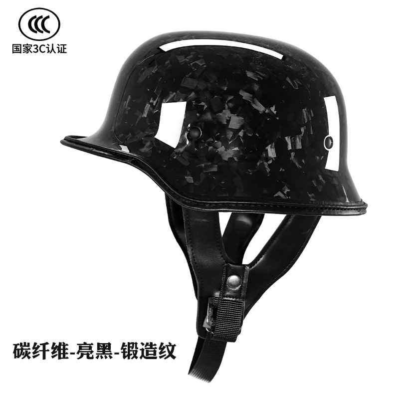Medio casco de fibra de carbono casco de pala retro casco de motocicleta de crucero locomotora casco de soldado alemán certificado 3C