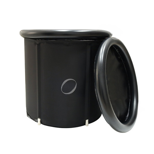 Black Foldable Hot Tub with Thick Adult PVC Inflatable Bathtub Home Foldable Shower Tub Ice Bath Tub