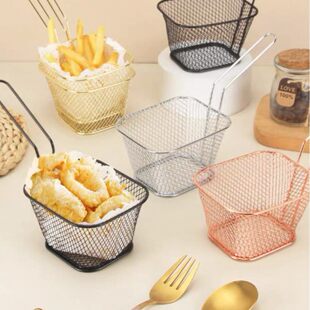 Manufacturer wholesale rectangular mini small fry basket French fries basket wire frying basket restaurant fried chicken snacks frying basket