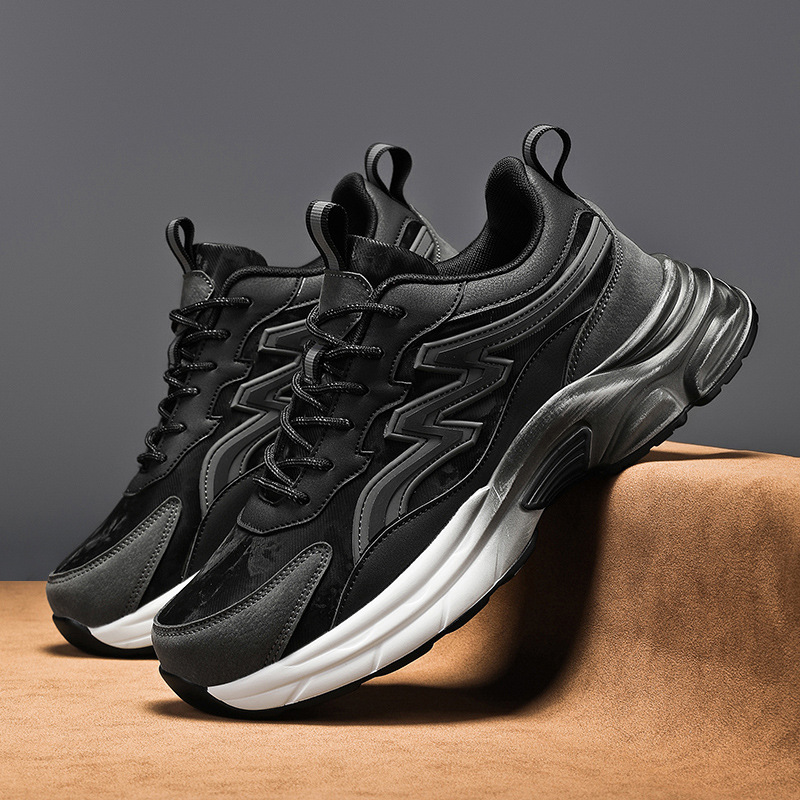 2025跨境大码户外超纤皮网面运动休闲鞋男鞋特大码跑步鞋老爹鞋