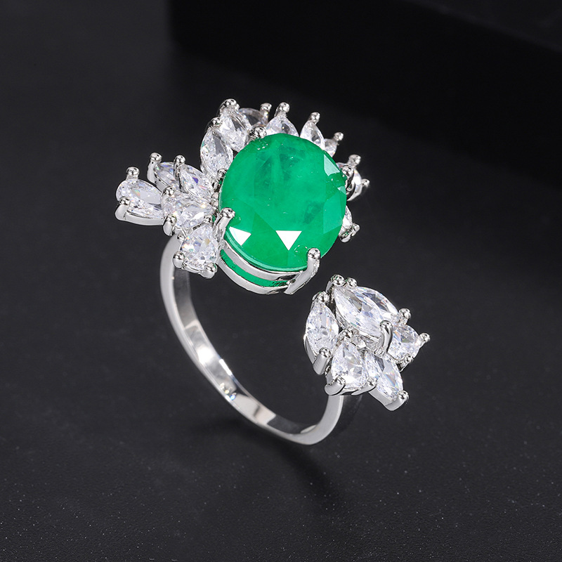 Luxurious Geometric Copper Plating Zircon Open Ring