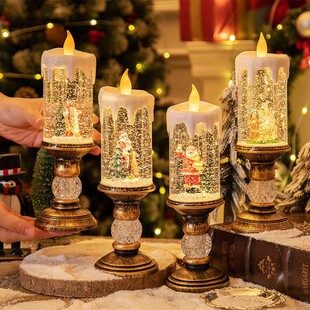 Christmas Decorations Candle Lights Christmas Crystal Lights Cartoon Snow Kidsren's Birthday Christmas Gifts Scene Layout