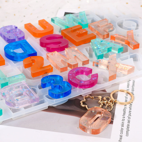 Proud diy silicone mold 26 holes with numbers and letters silicone mold pendant keychain hot cross-border sales