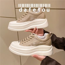 59清仓 欧洲站真皮小白鞋女2024春季厚底休闲系带板鞋女时尚休闲