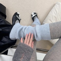 日系少女粉糖果色堆堆袜套甜美白色条纹针织腿套ins芭蕾风Lolita