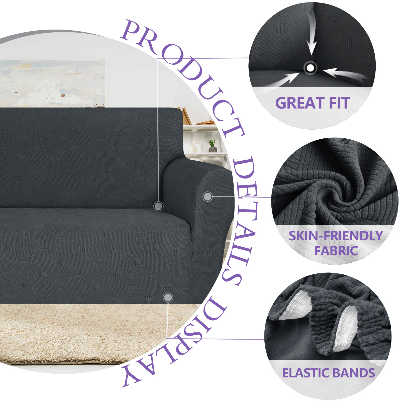 Housse de canapé romantique minimaliste élastique protectrice_voghion.com